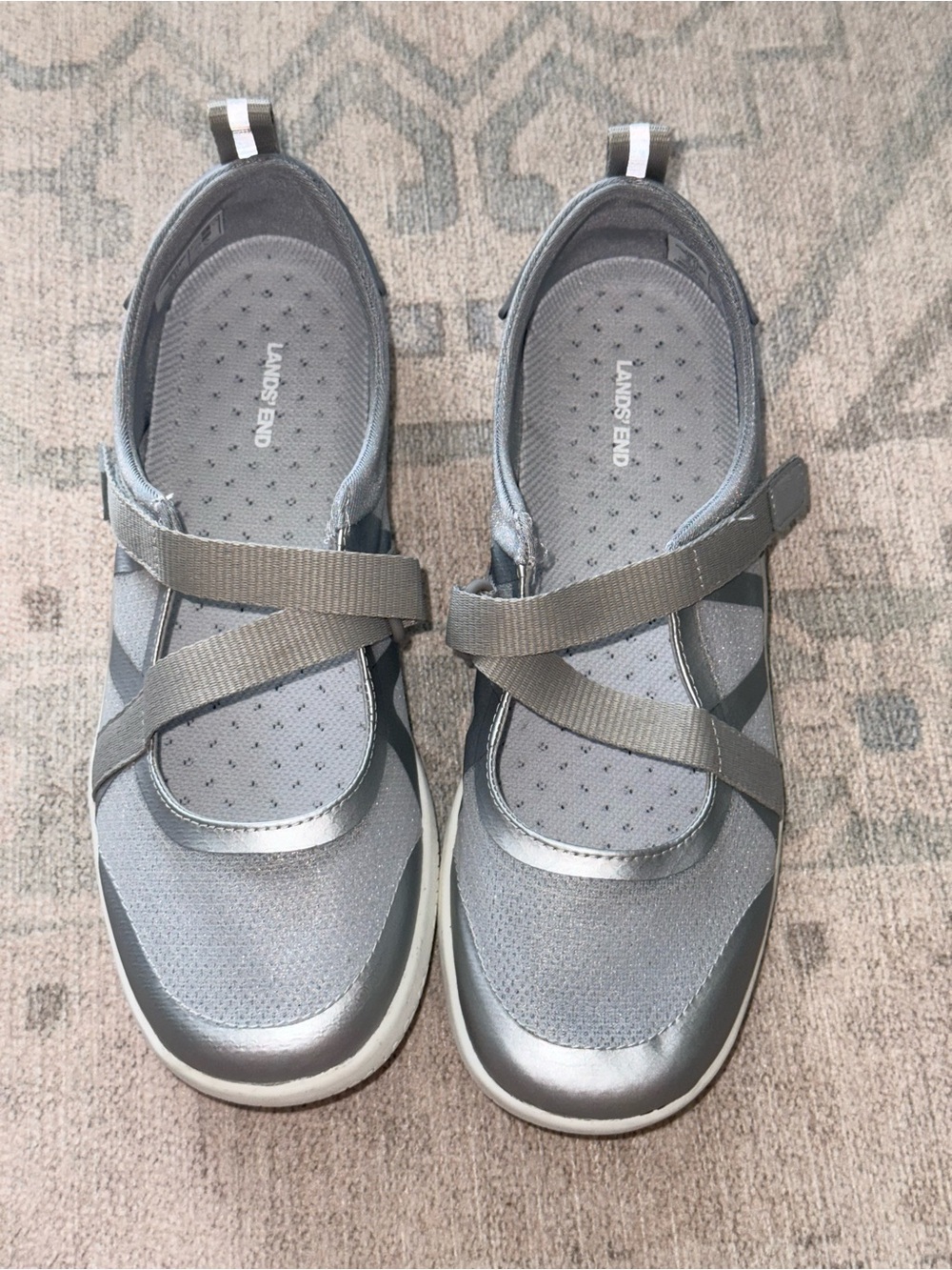 Lands' End Women's Gray Slip-On Mary Jane Sneakers size 6.5